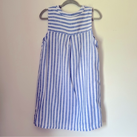 Nicole Miller NY Blue Striped Preppy Coastal Summer Linen Mini Shift Dress - Picture 9 of 11